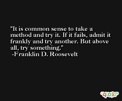 It is common sense to take a method and try it. If it fails, admit it frankly and try another. But above all, try something. -Franklin D. Roosevelt