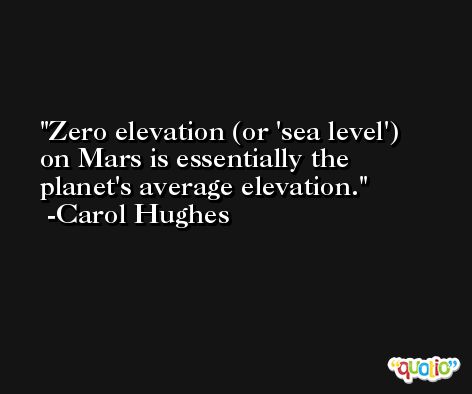 Zero elevation (or 'sea level') on Mars is essentially the planet's average elevation. -Carol Hughes
