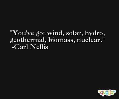 You've got wind, solar, hydro, geothermal, biomass, nuclear. -Carl Nellis