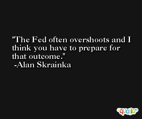 The Fed often overshoots and I think you have to prepare for that outcome. -Alan Skrainka