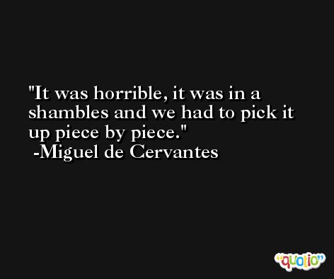 It was horrible, it was in a shambles and we had to pick it up piece by piece. -Miguel de Cervantes
