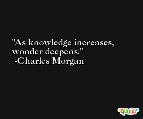 As knowledge increases, wonder deepens. -Charles Morgan