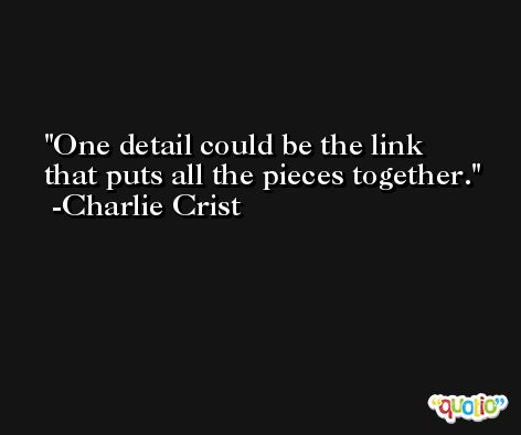 One detail could be the link that puts all the pieces together. -Charlie Crist