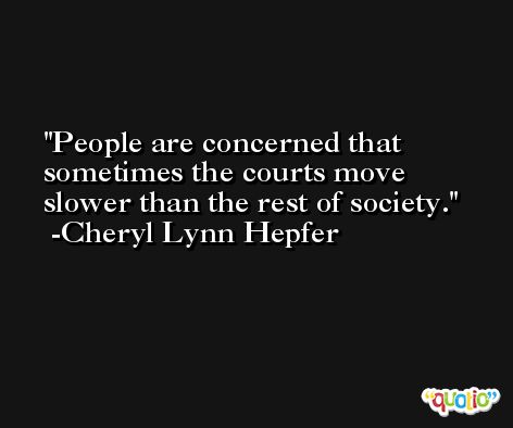 People are concerned that sometimes the courts move slower than the rest of society. -Cheryl Lynn Hepfer