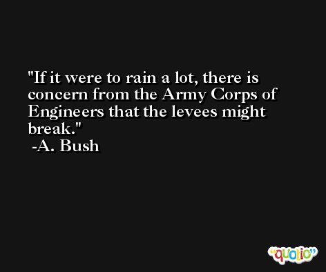 If it were to rain a lot, there is concern from the Army Corps of Engineers that the levees might break. -A. Bush