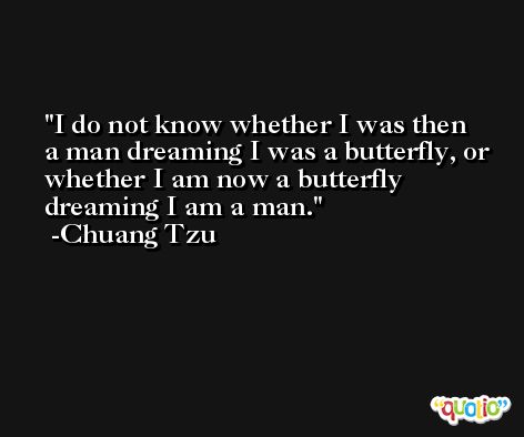 I do not know whether I was then a man dreaming I was a butterfly, or whether I am now a butterfly dreaming I am a man. -Chuang Tzu