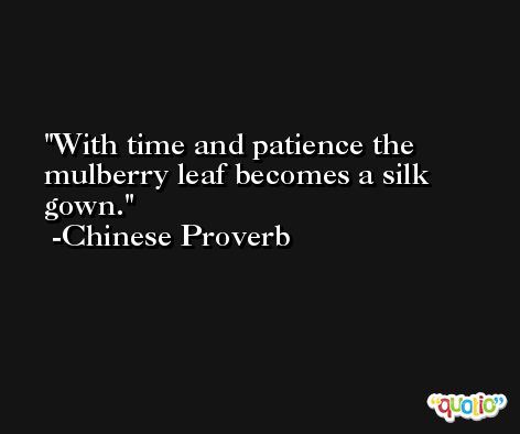 With time and patience the mulberry leaf becomes a silk gown. -Chinese Proverb