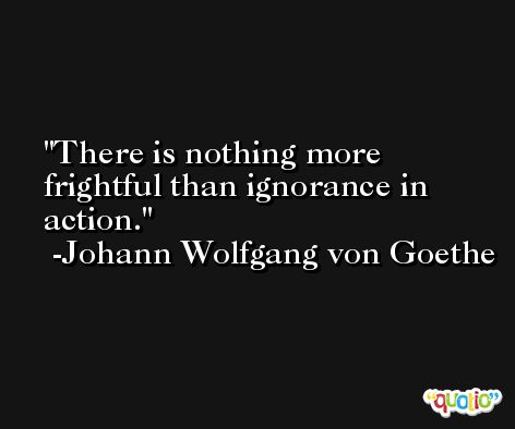 There is nothing more frightful than ignorance in action. -Johann Wolfgang von Goethe