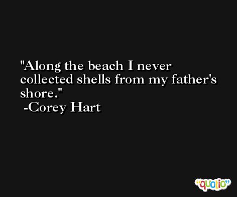 Along the beach I never collected shells from my father's shore. -Corey Hart