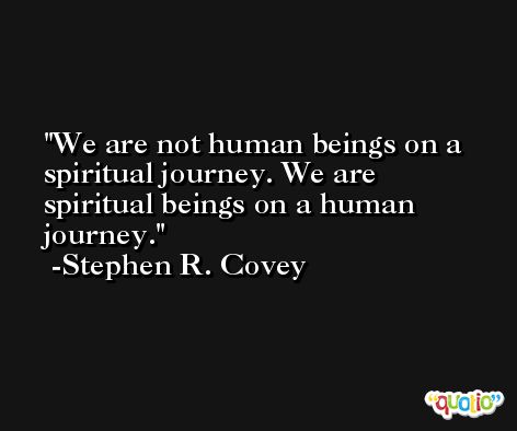 We are not human beings on a spiritual journey. We are spiritual beings on a human journey. -Stephen R. Covey