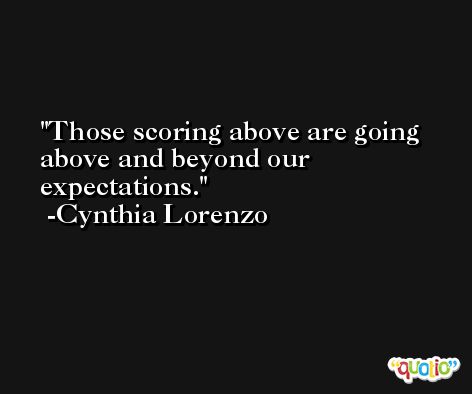 Those scoring above are going above and beyond our expectations. -Cynthia Lorenzo