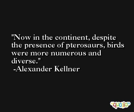 Now in the continent, despite the presence of pterosaurs, birds were more numerous and diverse. -Alexander Kellner