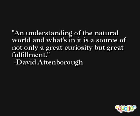 An understanding of the natural world and what's in it is a source of not only a great curiosity but great fulfillment. -David Attenborough