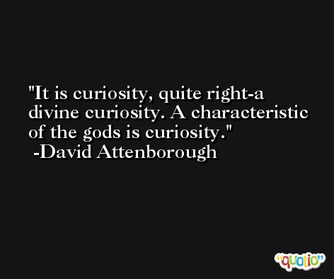 It is curiosity, quite right-a divine curiosity. A characteristic of the gods is curiosity. -David Attenborough