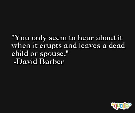You only seem to hear about it when it erupts and leaves a dead child or spouse. -David Barber