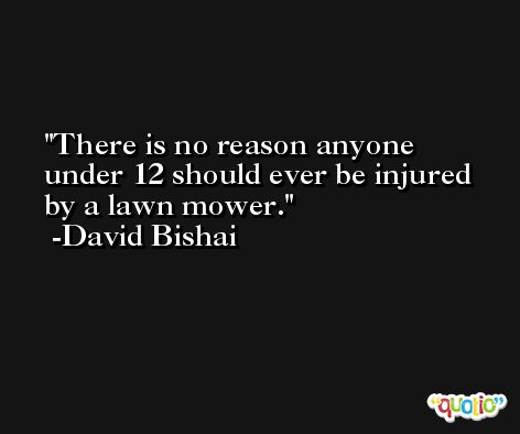 There is no reason anyone under 12 should ever be injured by a lawn mower. -David Bishai