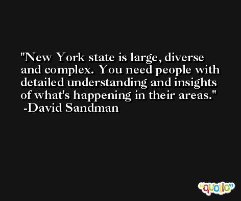 New York state is large, diverse and complex. You need people with detailed understanding and insights of what's happening in their areas. -David Sandman