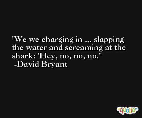We we charging in ... slapping the water and screaming at the shark: 'Hey, no, no, no. -David Bryant