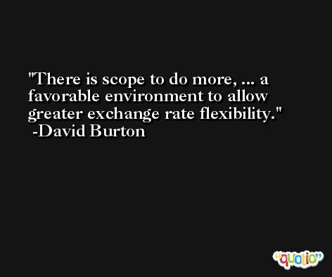 There is scope to do more, ... a favorable environment to allow greater exchange rate flexibility. -David Burton