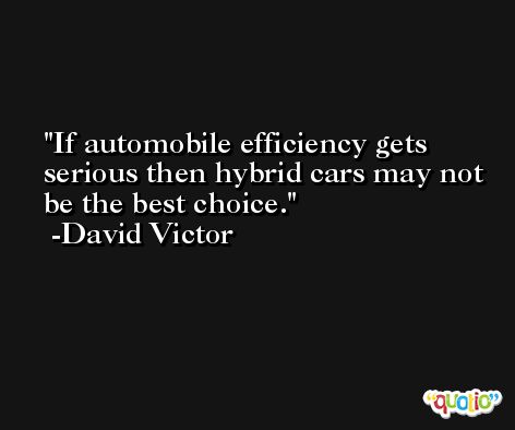If automobile efficiency gets serious then hybrid cars may not be the best choice. -David Victor