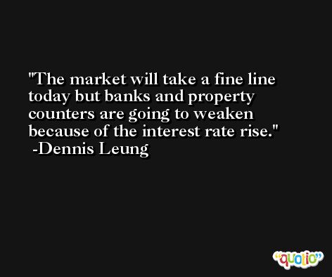 The market will take a fine line today but banks and property counters are going to weaken because of the interest rate rise. -Dennis Leung