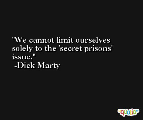 We cannot limit ourselves solely to the 'secret prisons' issue. -Dick Marty