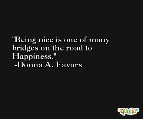 Being nice is one of many bridges on the road to Happiness. -Donna A. Favors