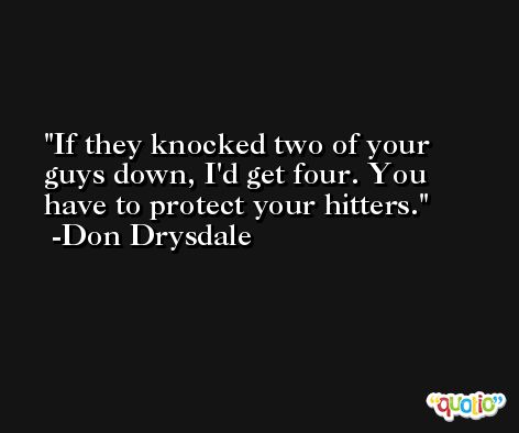 If they knocked two of your guys down, I'd get four. You have to protect your hitters. -Don Drysdale