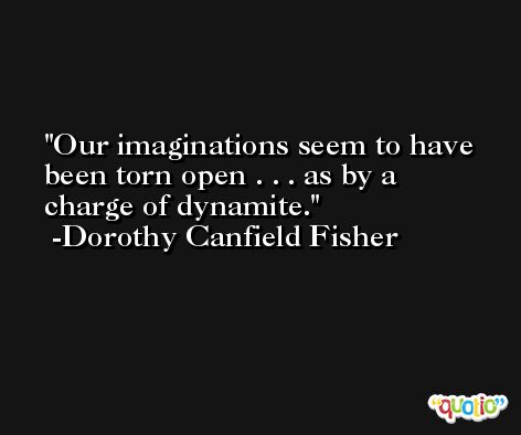Our imaginations seem to have been torn open . . . as by a charge of dynamite. -Dorothy Canfield Fisher