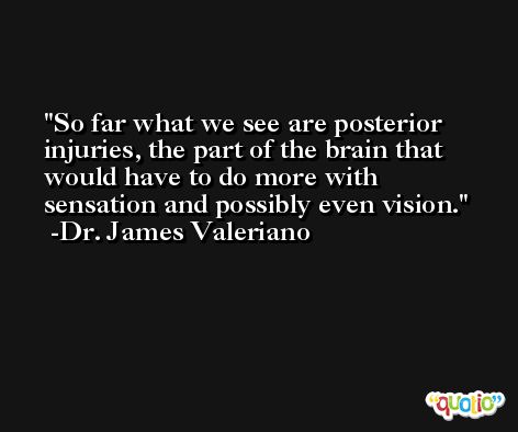 So far what we see are posterior injuries, the part of the brain that would have to do more with sensation and possibly even vision. -Dr. James Valeriano