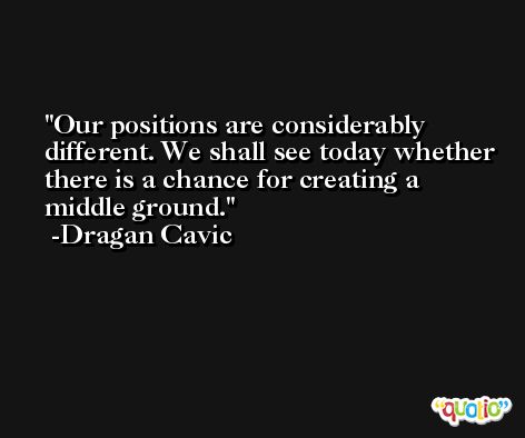 Our positions are considerably different. We shall see today whether there is a chance for creating a middle ground. -Dragan Cavic