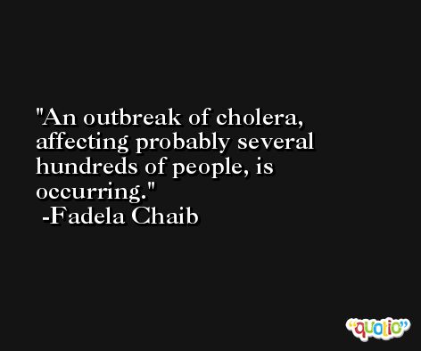 An outbreak of cholera, affecting probably several hundreds of people, is occurring. -Fadela Chaib