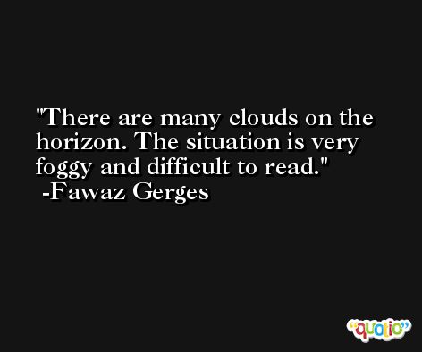 There are many clouds on the horizon. The situation is very foggy and difficult to read. -Fawaz Gerges