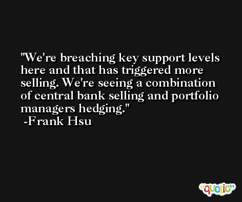 We're breaching key support levels here and that has triggered more selling. We're seeing a combination of central bank selling and portfolio managers hedging. -Frank Hsu