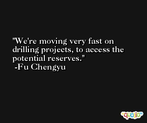 We're moving very fast on drilling projects, to access the potential reserves. -Fu Chengyu