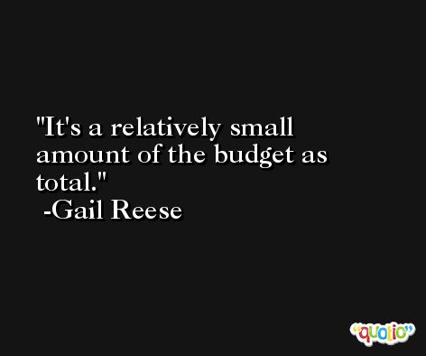 It's a relatively small amount of the budget as total. -Gail Reese