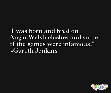 I was born and bred on Anglo-Welsh clashes and some of the games were infamous. -Gareth Jenkins