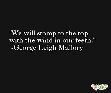 We will stomp to the top with the wind in our teeth. -George Leigh Mallory