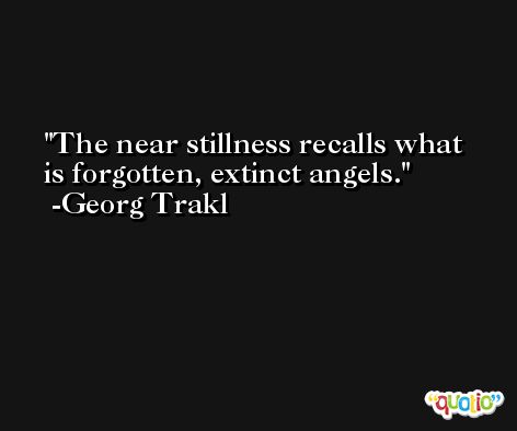 The near stillness recalls what is forgotten, extinct angels. -Georg Trakl