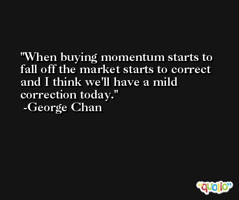 When buying momentum starts to fall off the market starts to correct and I think we'll have a mild correction today. -George Chan