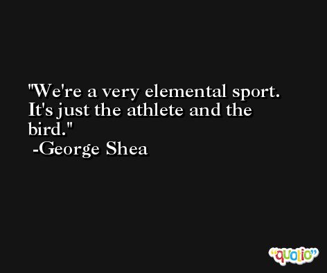 We're a very elemental sport. It's just the athlete and the bird. -George Shea
