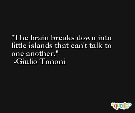 The brain breaks down into little islands that can't talk to one another. -Giulio Tononi
