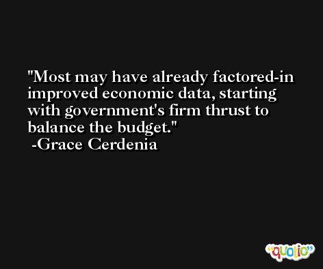 Most may have already factored-in improved economic data, starting with government's firm thrust to balance the budget. -Grace Cerdenia