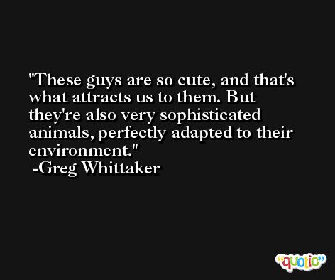 These guys are so cute, and that's what attracts us to them. But they're also very sophisticated animals, perfectly adapted to their environment. -Greg Whittaker