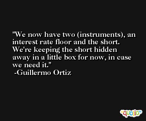We now have two (instruments), an interest rate floor and the short. We're keeping the short hidden away in a little box for now, in case we need it. -Guillermo Ortiz