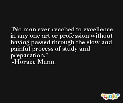 No man ever reached to excellence in any one art or profession without having passed through the slow and painful process of study and preparation. -Horace Mann
