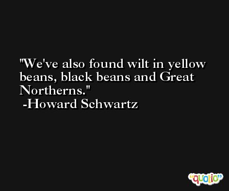 We've also found wilt in yellow beans, black beans and Great Northerns. -Howard Schwartz