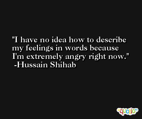 I have no idea how to describe my feelings in words because I'm extremely angry right now. -Hussain Shihab
