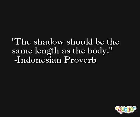 The shadow should be the same length as the body. -Indonesian Proverb
