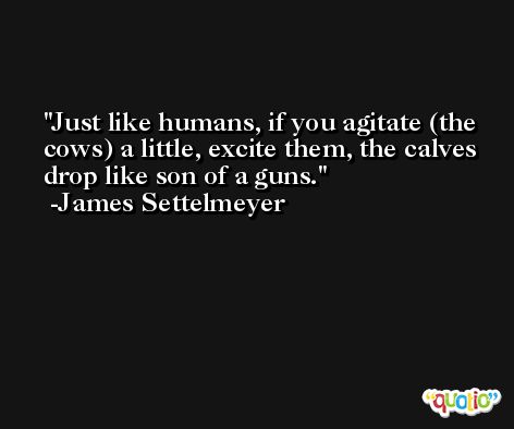 Just like humans, if you agitate (the cows) a little, excite them, the calves drop like son of a guns. -James Settelmeyer